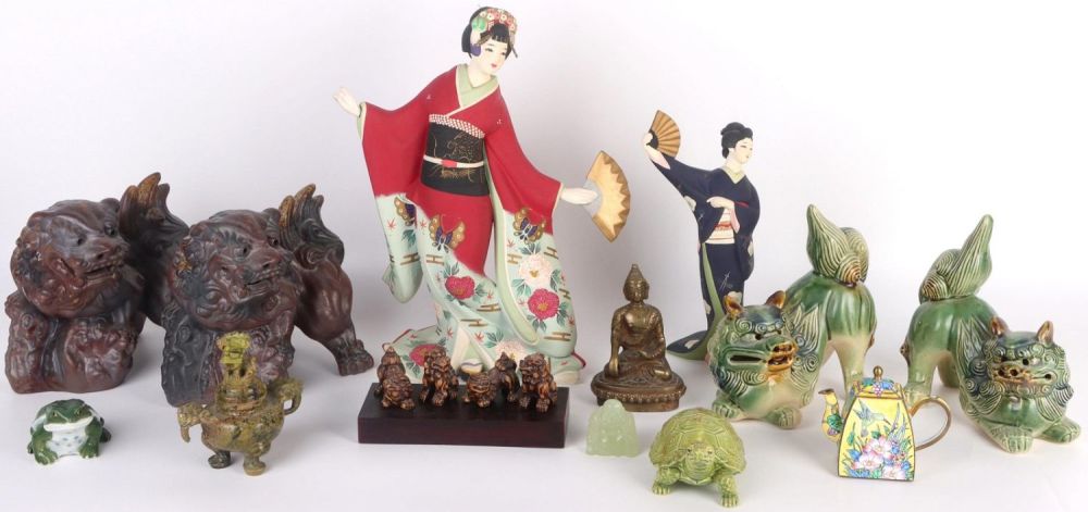 Lot 138172: ASIAN ASSORTED FIGURES - SCULPTURES, FOO DOGS, ETC