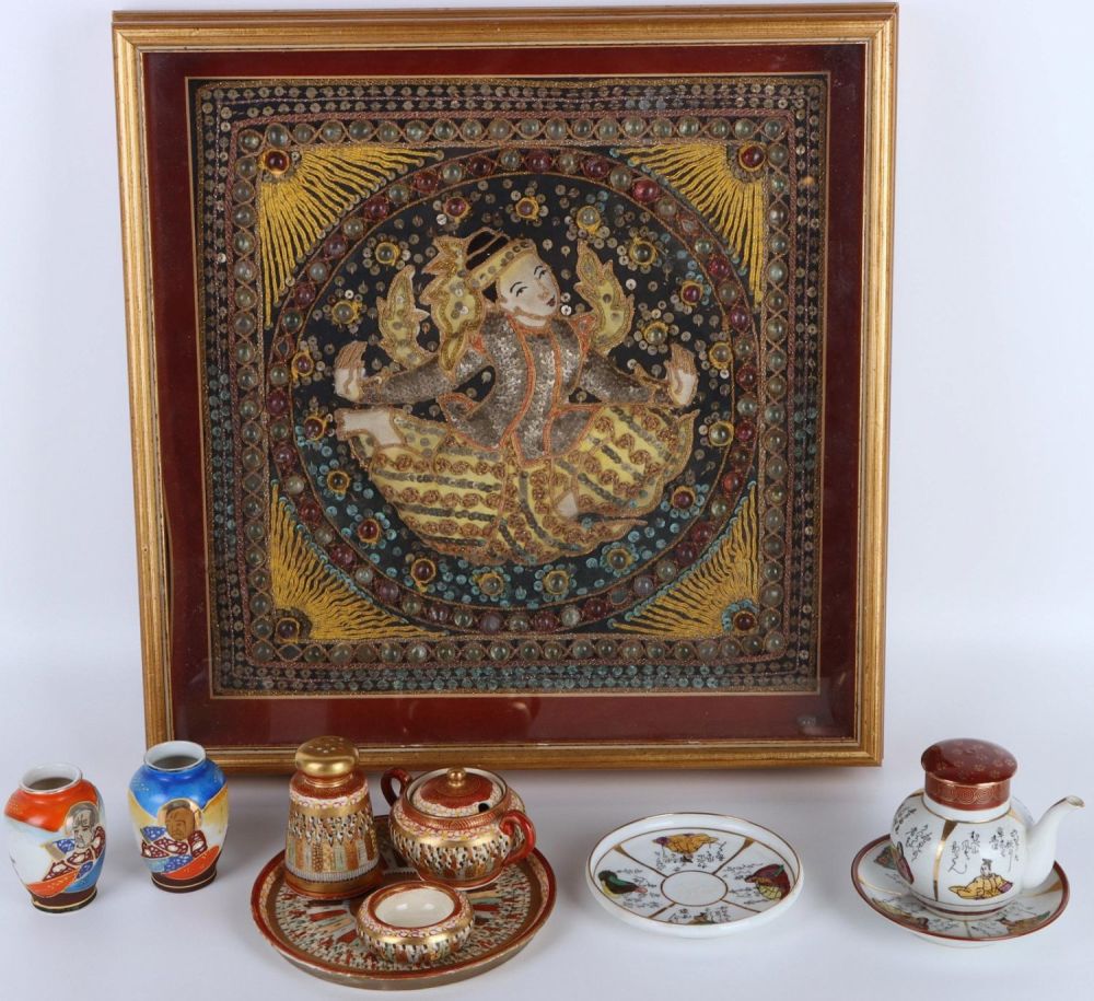 Lot 138173: HANDMADE ASIAN PORCELAIN DISHES & BEADED KALAGA