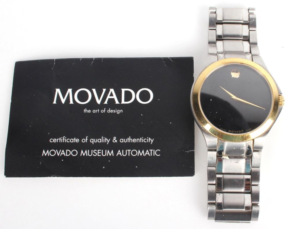 Lot 138190: 2009 MOVADO STAINLESS STEEL MUSEUM WATCH W/ BOX