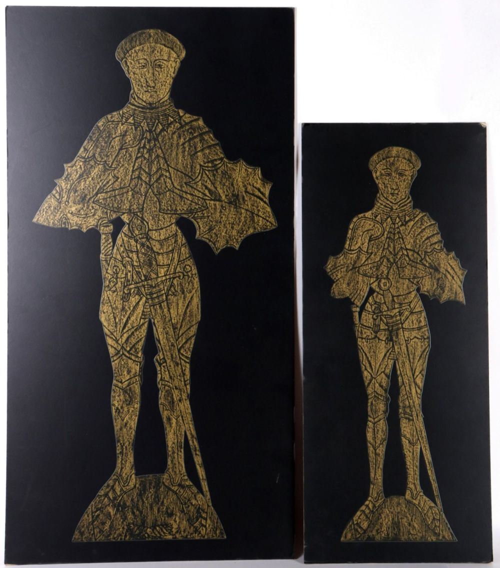 Lot 139167: BRASS RUBBING MEDIEVAL SOLDIER WITH SWORD (2)