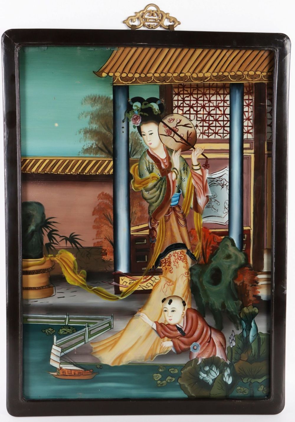 Lot 139170: CHINESE REVERSE GLASS PAINTING 17 X 23"