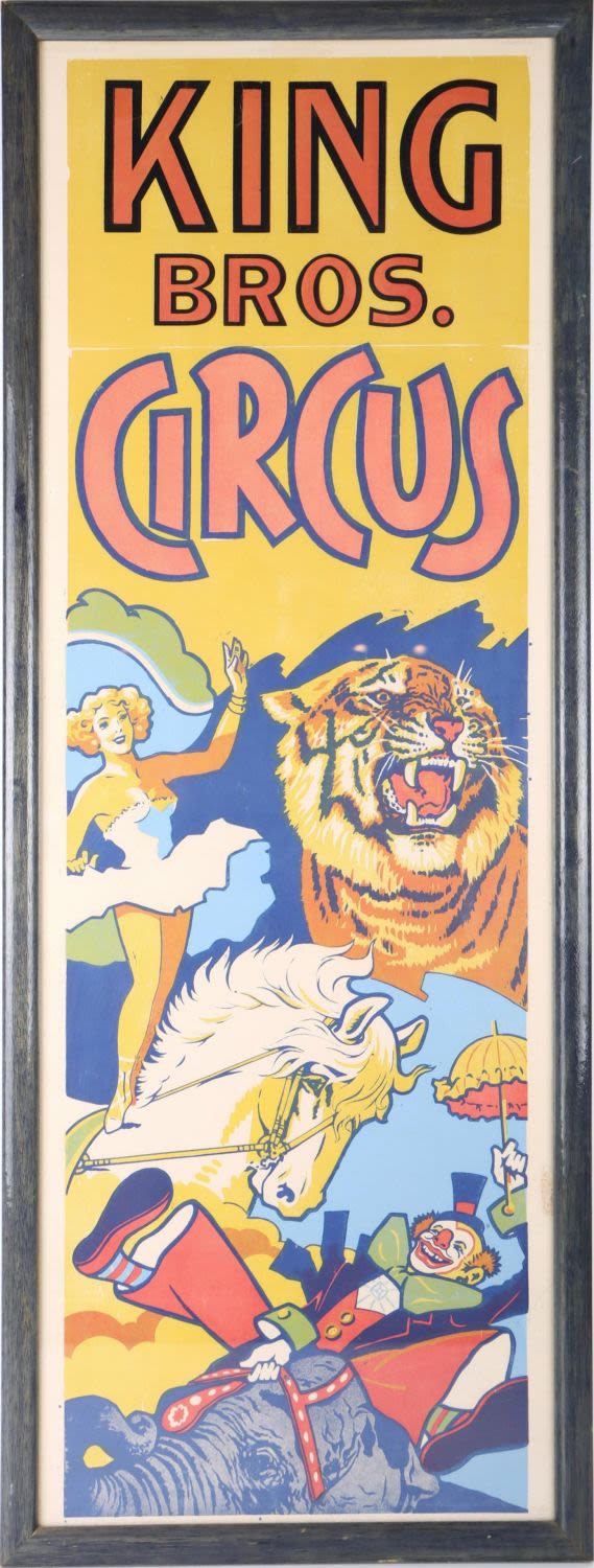 Lot 141156: VINTAGE KING BROS. CIRCUS FRAMED ORIGINAL POSTER