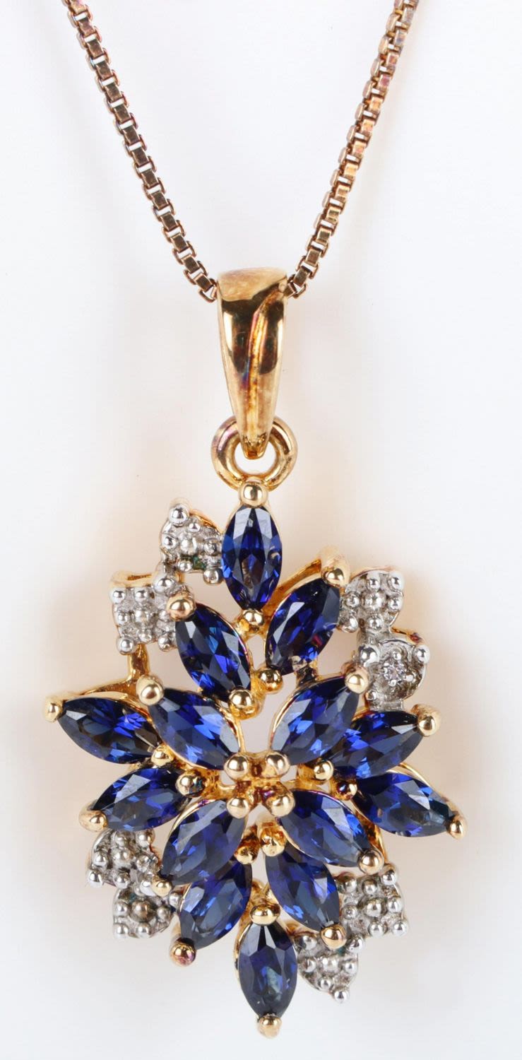 Lot 141161: STERLING SILVER SAPPHIRE GOLD-TONED NECKLACE