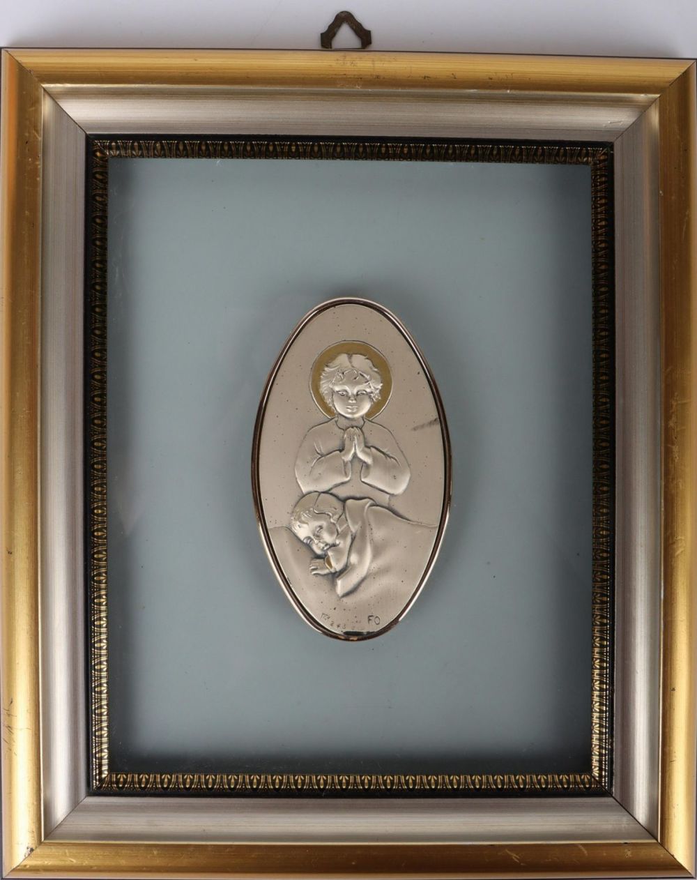 Lot 141195: STERLING SILVER "GUARDIAN ANGEL" FRAMED PIECE