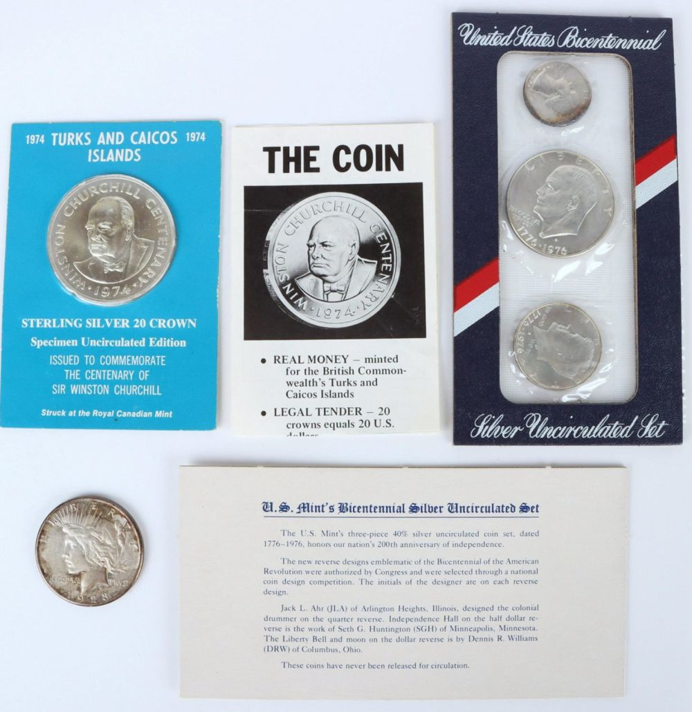 Lot 141200: MIXED SILVER COIN LOT .90 & .925 SILVER COINS (5)