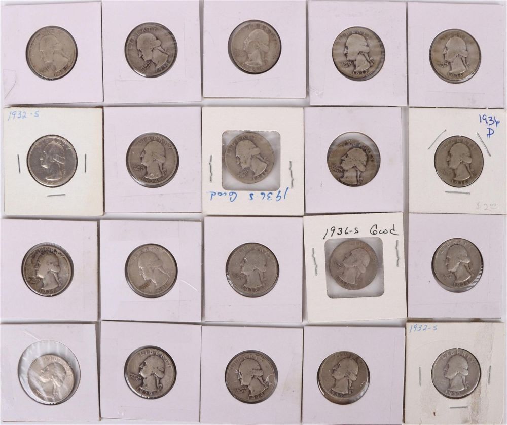Lot 142178: SILVER WASHINGTON QUARTERS - LOT OF 20