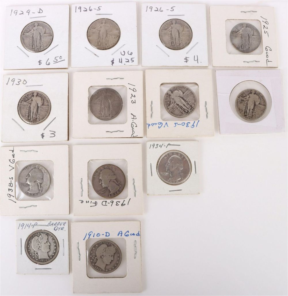 Lot 142181: SILVER US COLLECTIBLE QUARTERS - LOT OF 13