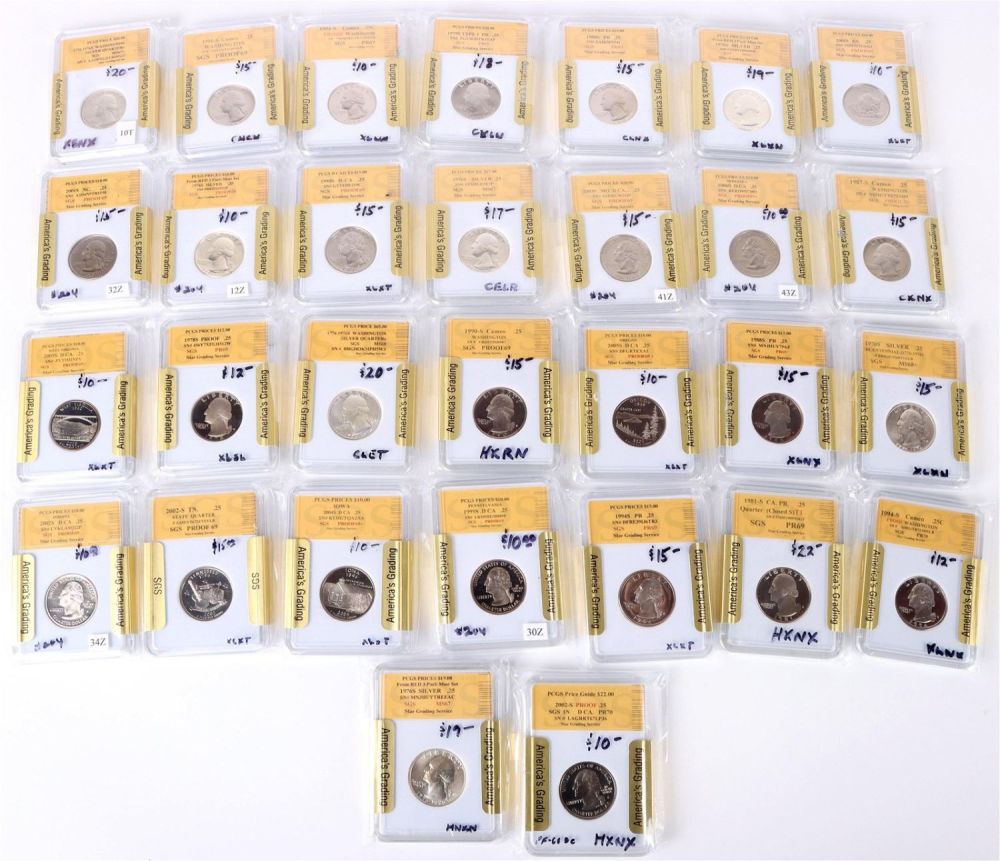 Lot 142184: SGS GRADED WASHINGTON QUARTER PROOFS - (30)