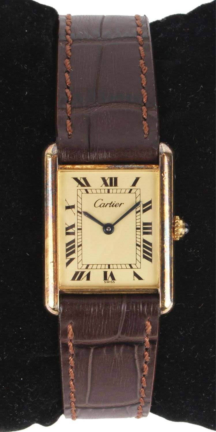 Lot 142200: CARTIER VERMEIL TANK QUARTZ WOMEN'S WATCH