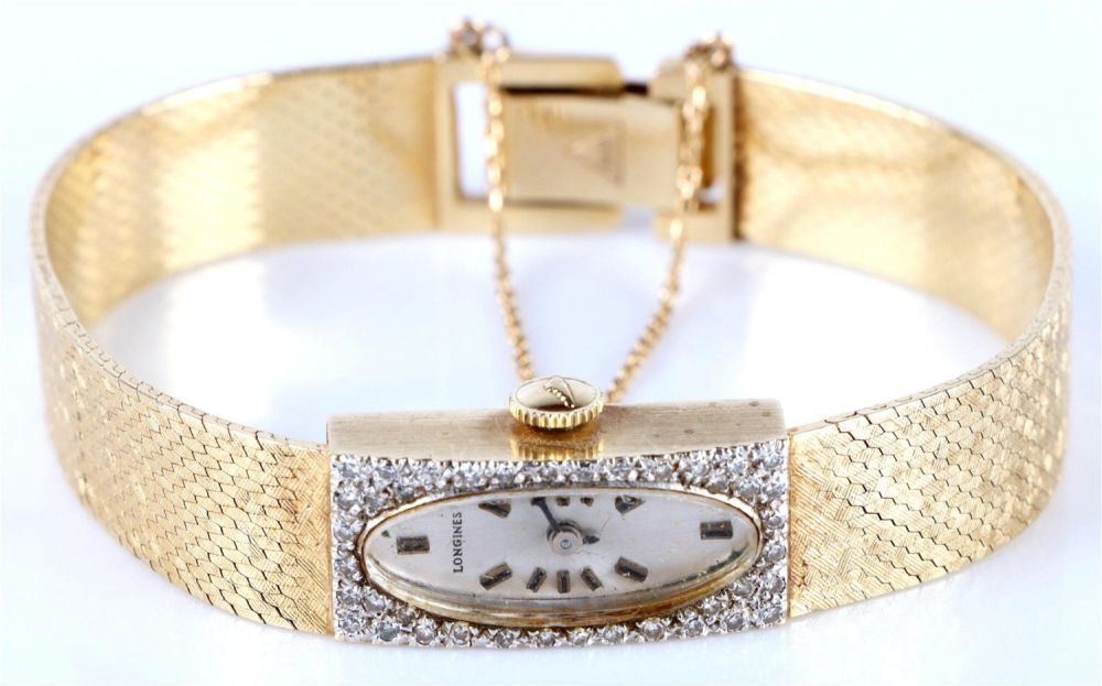 Lot 142201: 14K YELLOW GOLD LONGINES VINTAGE DIAMOND WATCH