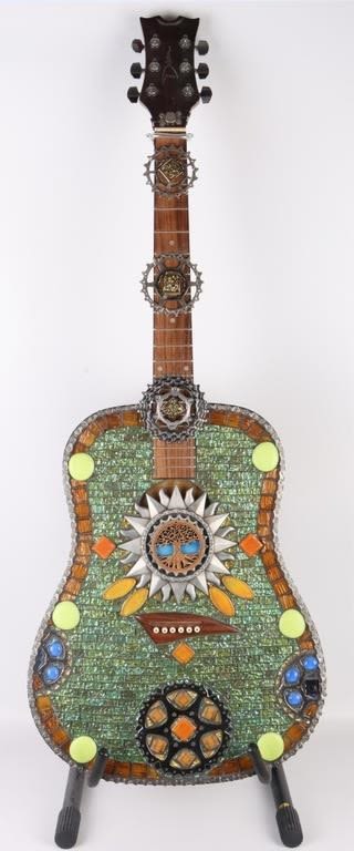 Lot 144195: GINHOL MOSAICS UPCYCLED GUITAR ART DECOR