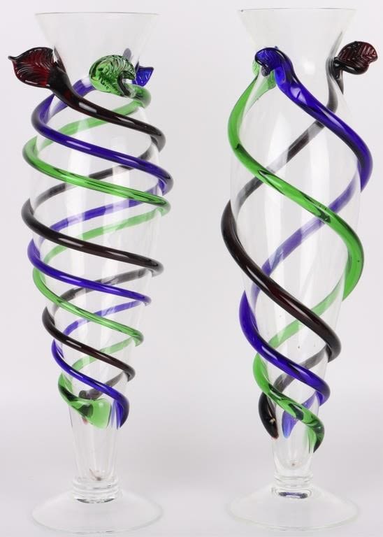 Lot 144221a: MURANO STYLE BLOWN ART GLASS SNAKE VINE DESIGN