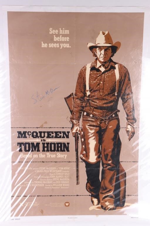 Lot 144233: STEVE MCQUEEN SIGNED TOM HORN 41" MOVIE POSTER