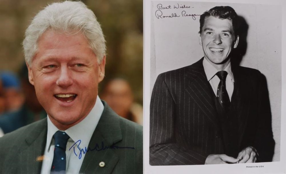 Lot 144239: REAGAN & CLINTON US PRESIDENT AUTOGRAPHED PHOTOS