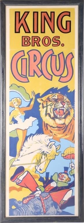 Lot 144255: VINTAGE KING BROS. CIRCUS FRAMED ORIGINAL POSTER