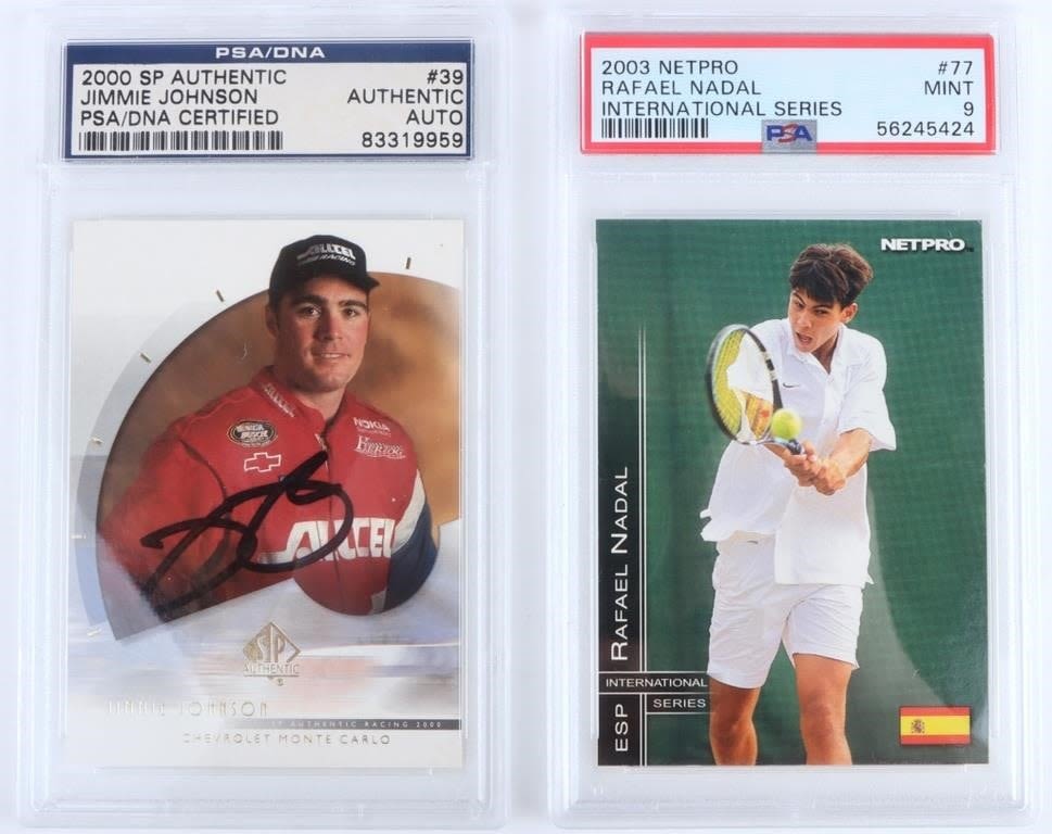 Lot 144258: JIMMIE JOHNSON AUTOGRAPH & 2003 RAFAEL NADAL PSA 9