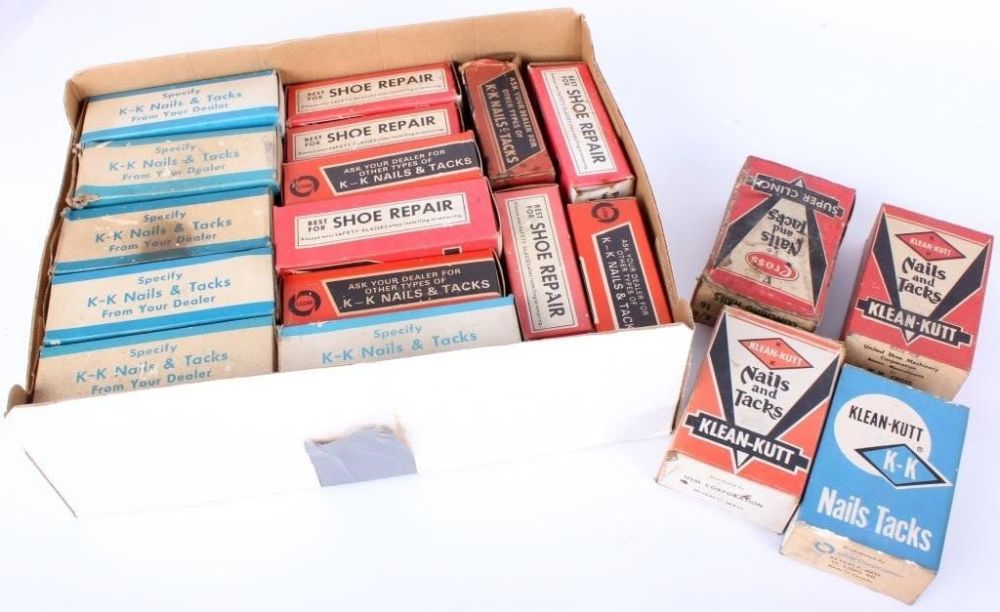 Lot 144264: VINTAGE K-K NAILS, TACKS & SHOE REPAIR KITS  (15)