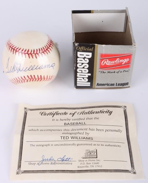 Lot 145168: TED WILLIAMS BASEBALL AUTOGRAPHED W/ COA