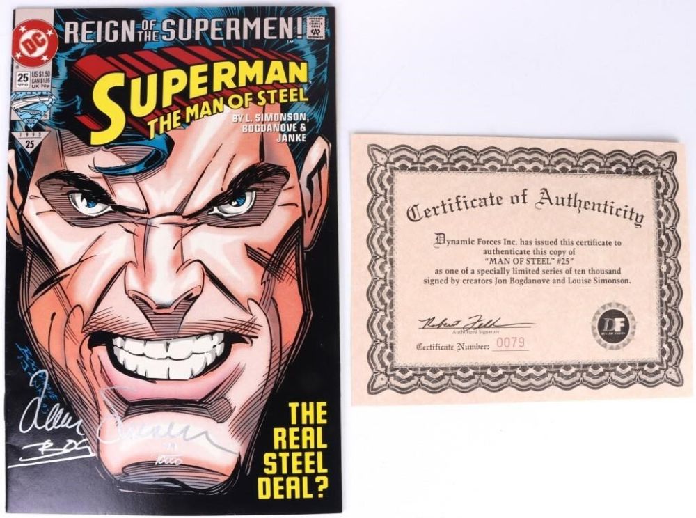 Lot 145181: AUTOGRAPHED SUPERMAN MAN OF STEEL #25 (SEP 1993)