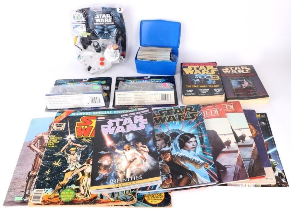 Lot 145213: STAR WARS COLLECTIBLE BOOKS, FIGURES, CARDS & MORE