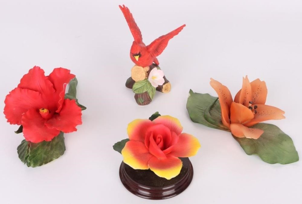 Lot 145240: ITALIAN CAPODIMONTE PORCELAIN FLORAL SCULPTURES