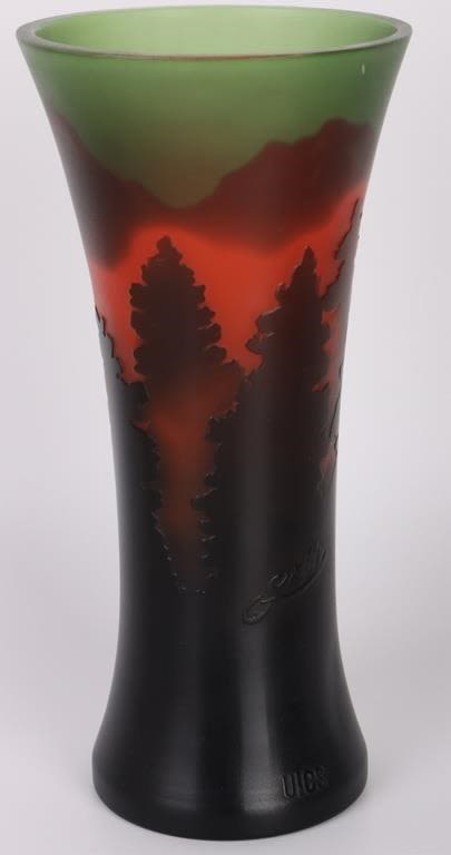 Lot 145255: GALLE FOREST LAYERED ART NOUVEAU GLASS VASE