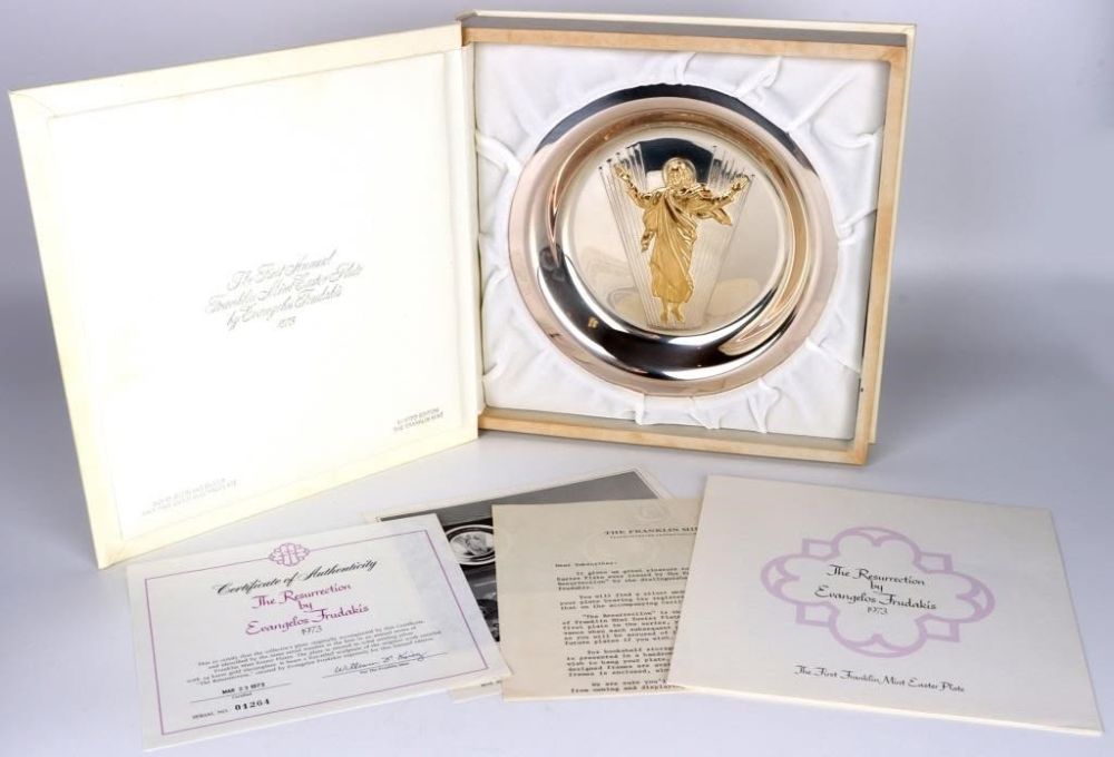 Lot 145273: 1973 STERLING SILVER FRANKLIN MINT PLATE W/ COA