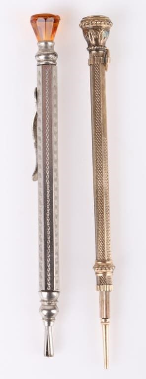 Lot 145280: ANTIQUE STERLING & GEMSTONE MECHANICAL PENCILS
