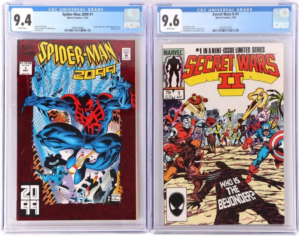 Lot 145176: SPIDER-MAN 2099 #1 CGC 9.4& SECRET WARS II CGC 9.6