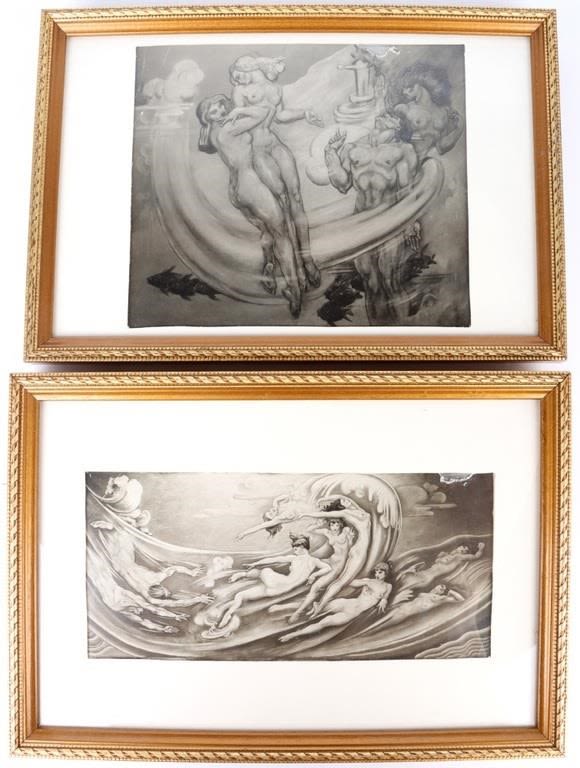 Lot 146201: DONALD DE LUE DRAWING FRAMED PRINTS LOT OF 2