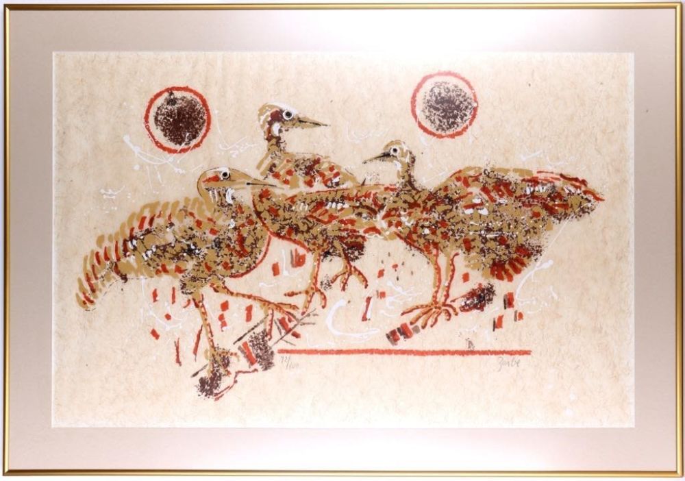 Lot 146203: KARL ZERBE ORIGINAL 72/100 SUN BITTERNS LITHOGRAPH