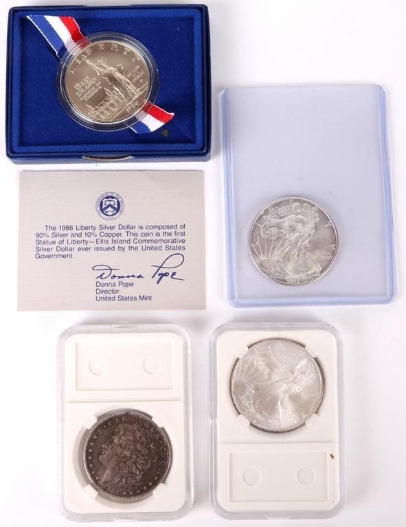 Lot 146245: .999 SILVER EAGLES, .90 SILVER MORGAN, & LIBERTY