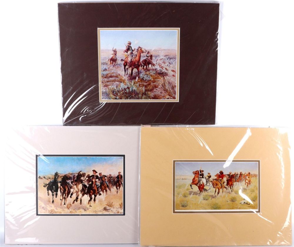 Lot 148262: FREDERIC REMINGTON & C. M. RUSSEL COWBOY PRINTS