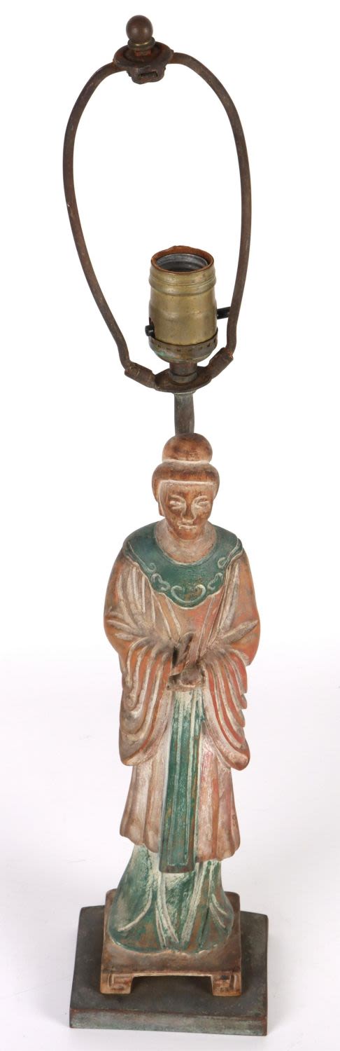 Lot 149158: ANTIQUE ASIAN BUDDHIST PRAYING FIGURE TABLE LAMP