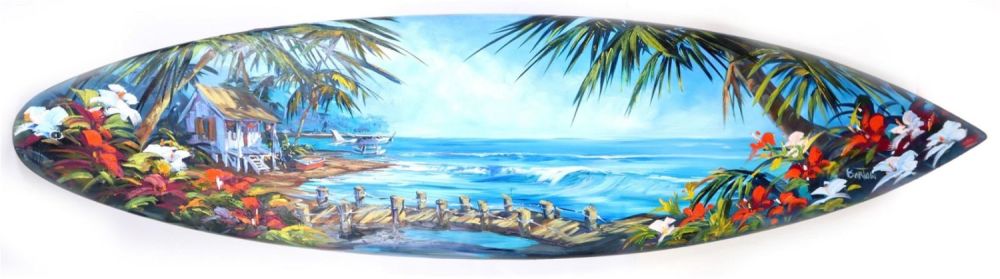 Lot 149161: STEVE BARTON ORIGINAL SEASCAPE SURFBOARD PAINTING