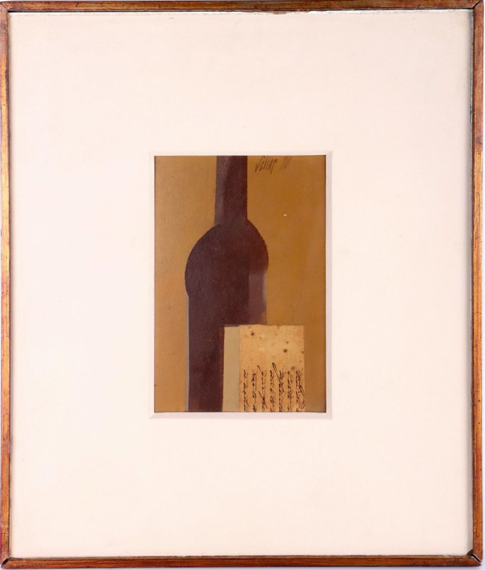 Lot 149162: CARLOS SCLIAR "WINE BOTTLE" ORIGINAL MAT AND FRAME