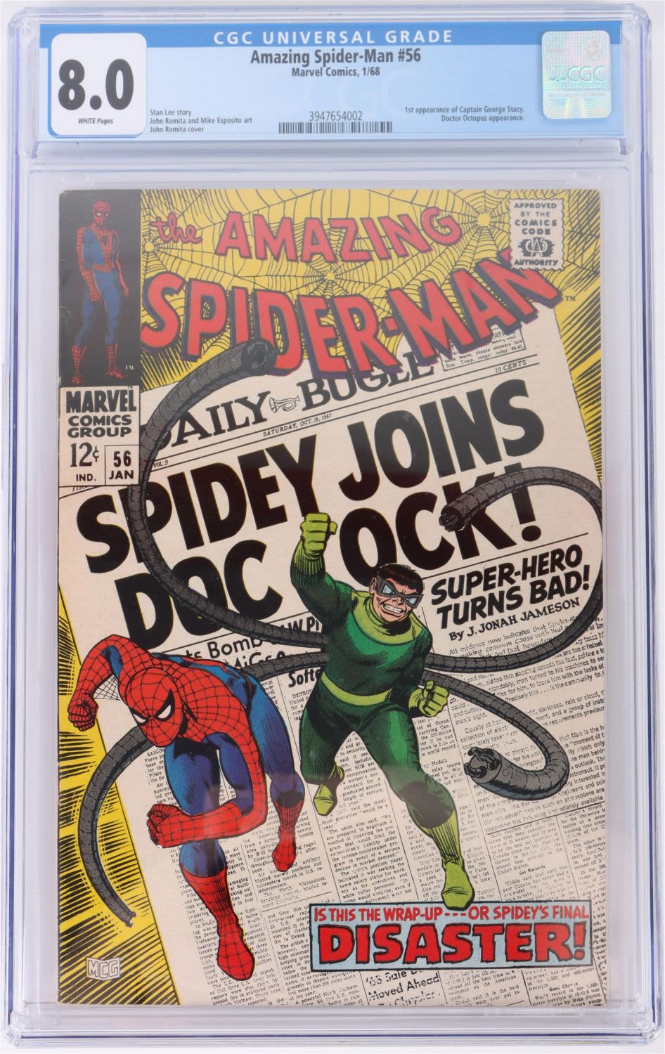 Lot 149180: AMAZING SPIDER-MAN #56 CGC 8.0 - 1ST CAPTAIN STACY