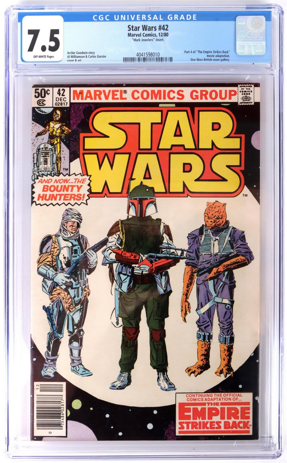 Lot 149185: STARWARS #42 NEWSSTAND CGC 7.5 MARK JEWELERS