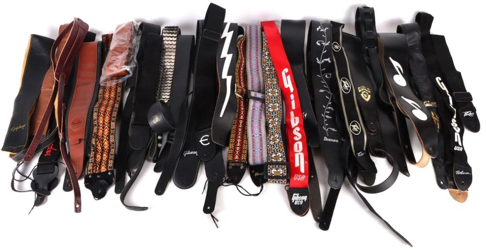 Lot 149188: COLLECTIBLE LEATHER & NYLON GUITAR STRAPS - (28)