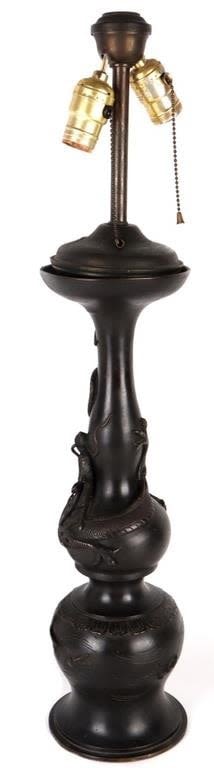 Lot 150212: VINTAGE ASAIN BRONZE DRAGON TABLE LAMP
