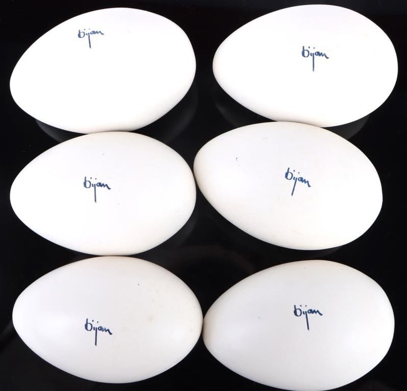 Lot 152245: HALF A DOZEN BIJAN PERFUME PROMOTIONAL EGGS