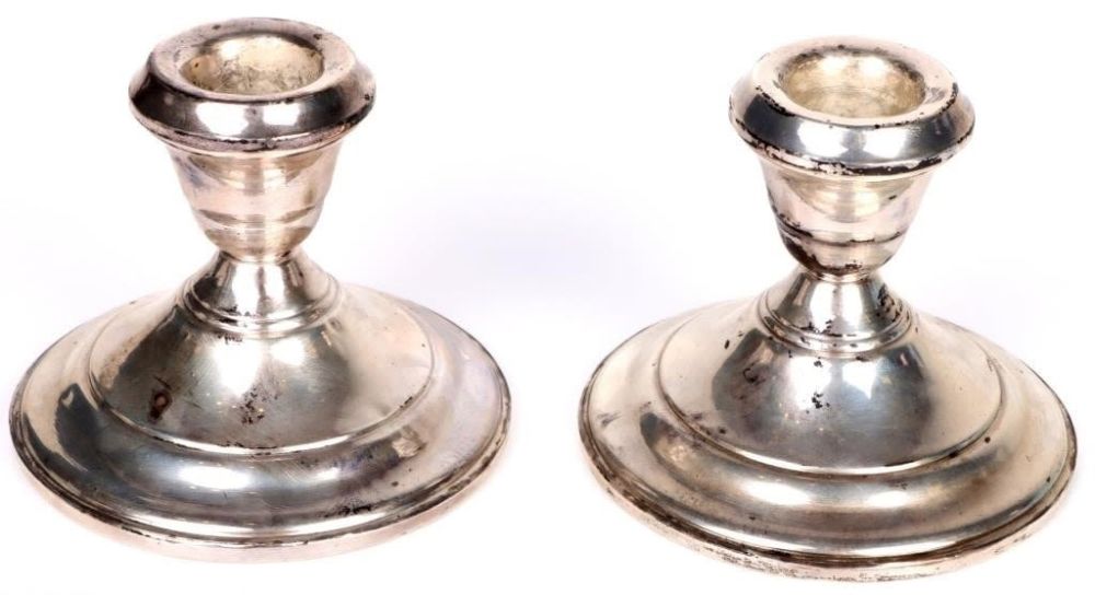 Lot 154151: STERLING SIVER WEIGHTED CANDLE HOLDERS - (2)