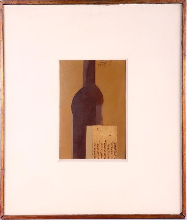 Lot 154154: CARLOS SCLIAR "WINE BOTTLE" ORIGINAL MAT AND FRAME