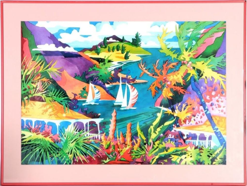 Lot 154156: KEN HAWK CARRIBEAN WATERCOLOR PAINTING