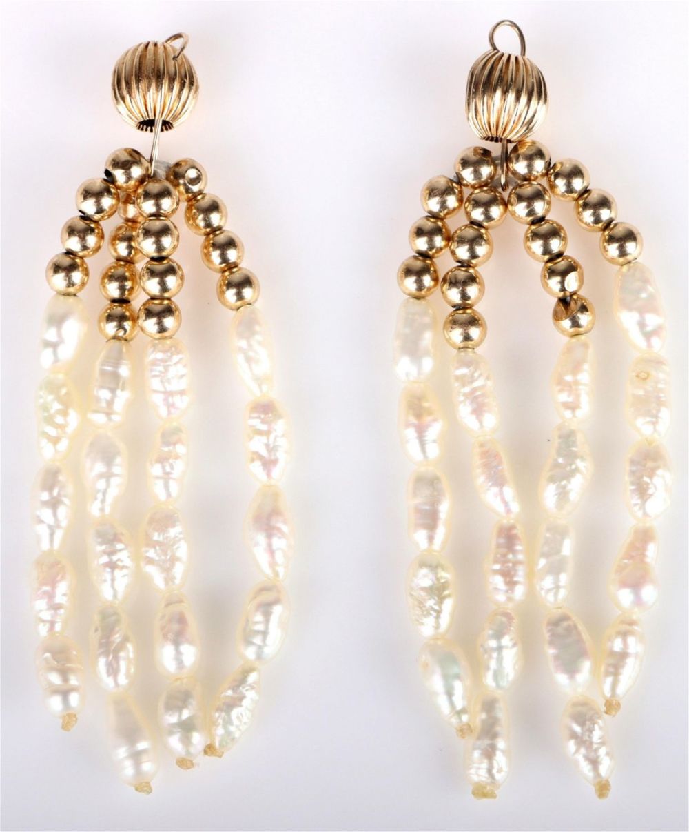 Lot 156152: 14K YELLOW GOLD PEARL LADIES EARRINGS/PENDANTS
