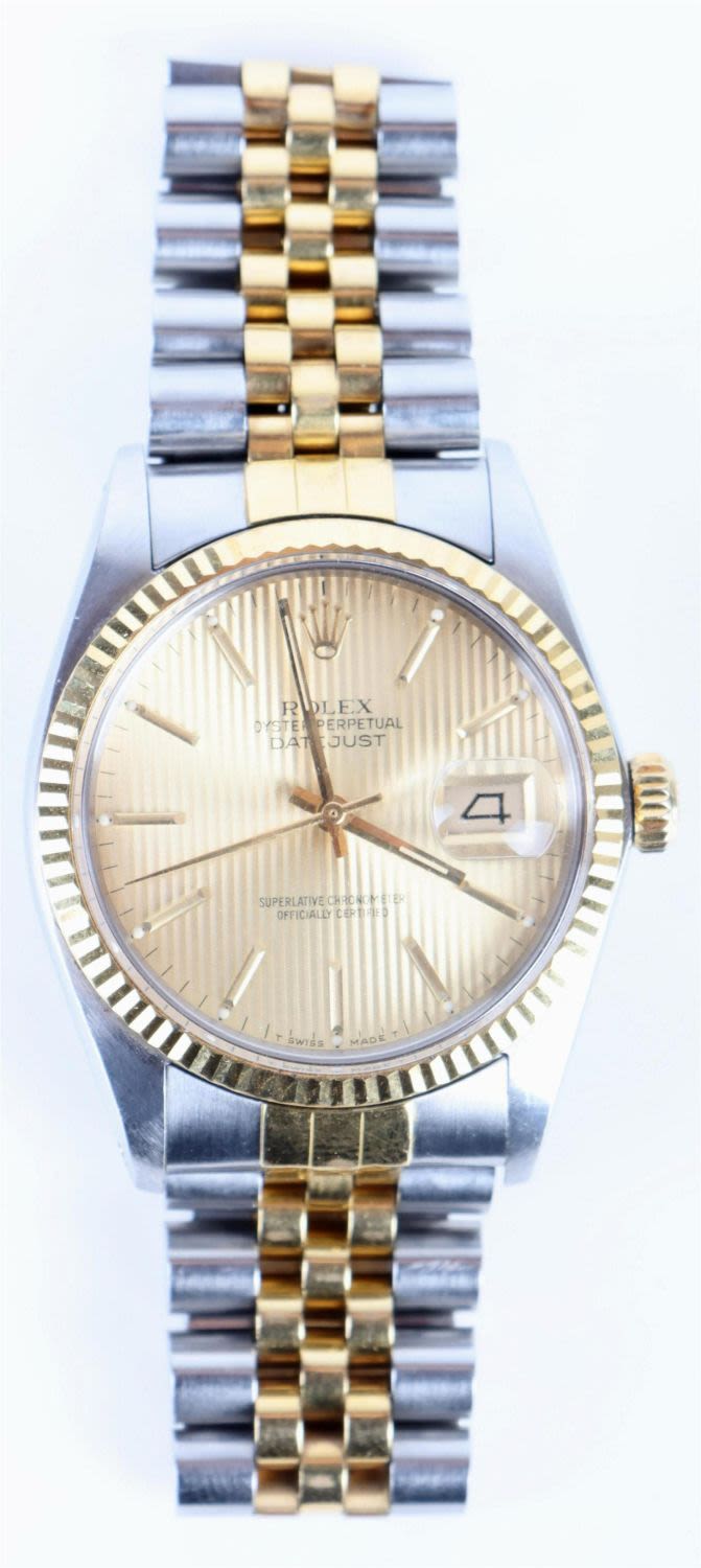 Lot 156171A: ROLEX DATEJUST 16013 TAPESTRY CHAMPAGNE DIAL