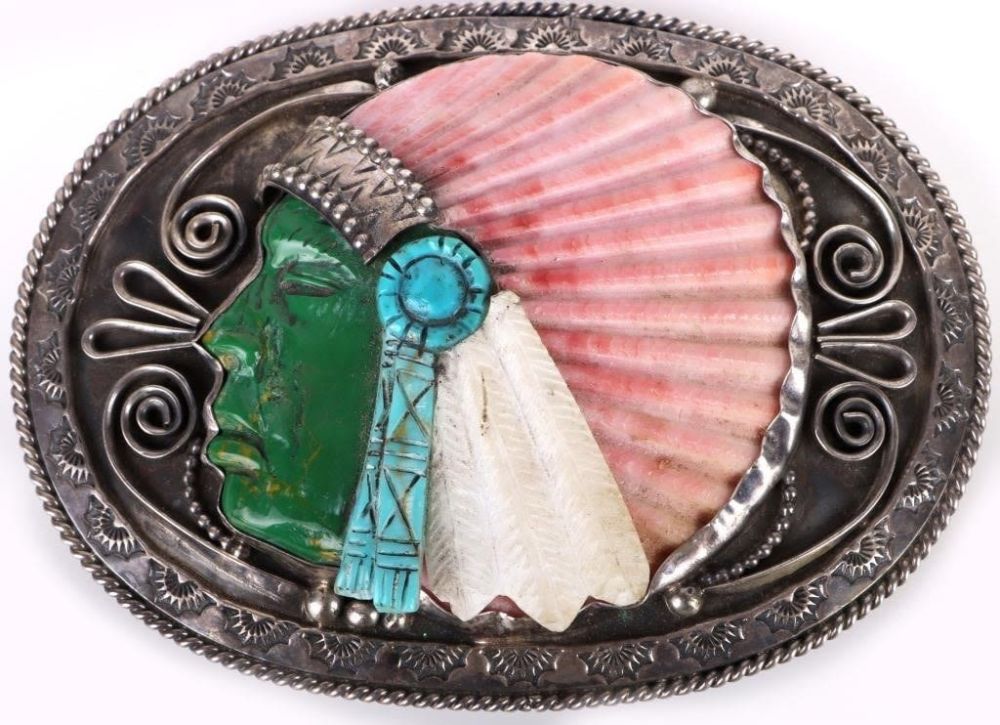 Lot 157164: F. GOMEZ SIGNED STERLING NAVAJO BELT BUCKLE