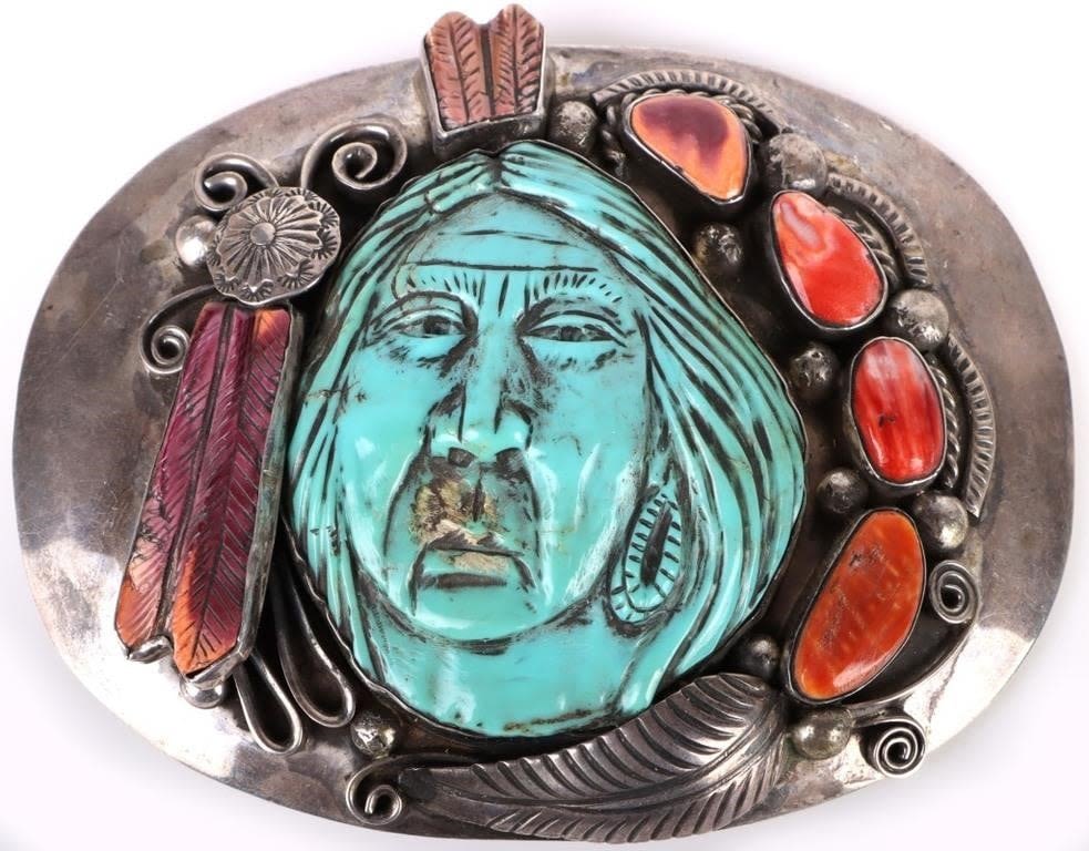 Lot 157165: F. GOMEZ SIGNED STERLING NAVAJO BELT BUCKLE