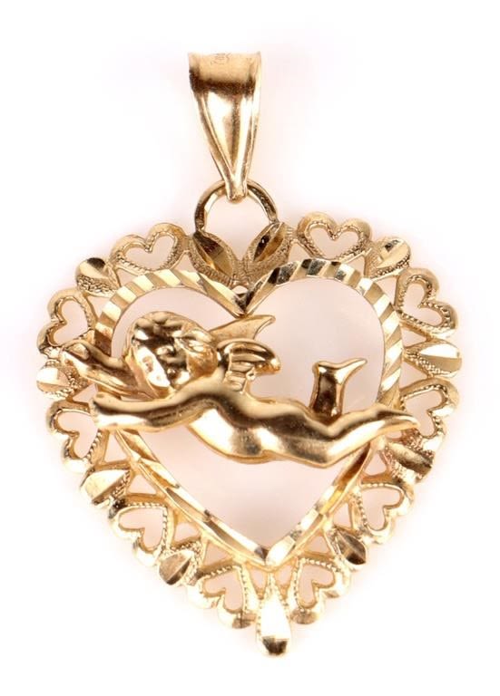 Lot 157171: 14K YELLOW GOLD CUPID'S HEART PENDANT