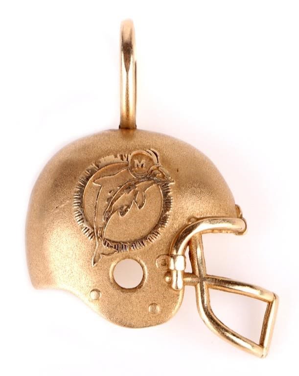 Lot 157176: 14K YELLOW GOLD MIAMI DOLPHINS FOOTBALL PENDANT
